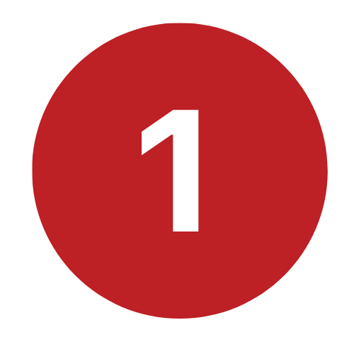 Red circle badge with the black number 1, likely indicating Step 1.