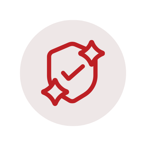 Cyan Modern Innovation Technology Logo 30 - Complyport - Your Trusted Partner in Governance, Risk, Compliance & Technology - Complyport - Your Trusted Partner in Governance, Risk, Compliance & Technology Red shield with a check mark and two sparkles, symbolizing security and verification, on a pale background.
