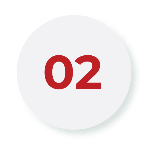 Circular badge showing the number 02 in red, likely a step indicator in a multi-step process